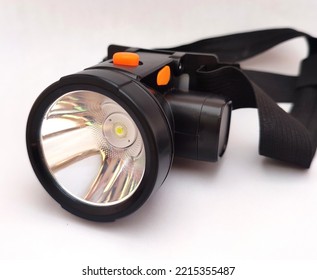 Black LED Headlamp Isolated On White Background