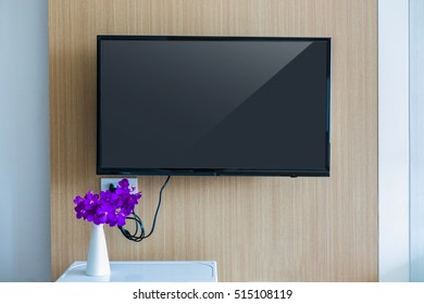 Black LED Tv Television Screen Mockup.