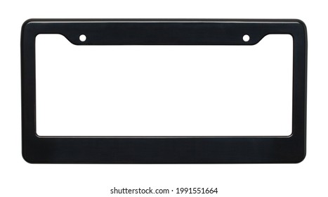 Black License Plate Frame Cut Out On White.