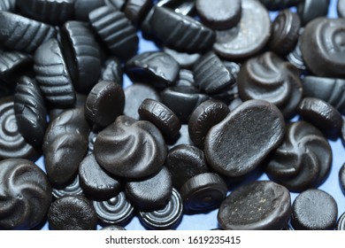 Black Licorice Candy As Background.