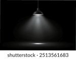 A black light bulb suspended from the ceiling illuminates a dark room, creating a moody and atmospheric ambiance