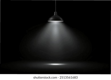 A black light bulb suspended from the ceiling illuminates a dark room, creating a moody and atmospheric ambiance - Powered by Shutterstock