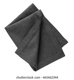 Black Linen Napkin Isolated On White Background