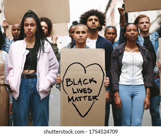 Black Lives Matter Protest. Young People Protesting To Show That They Stand Against Racism.