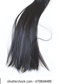 Black Long Hair On A White Background