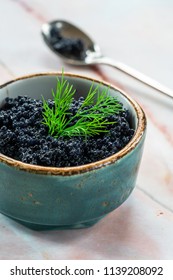 Black Lumpfish Caviar In A Small Pot