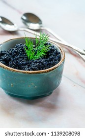 Black Lumpfish Caviar In A Small Pot