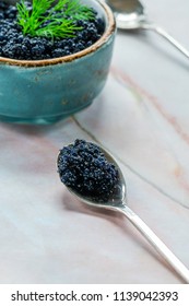 Black Lumpfish Caviar In A Spoon