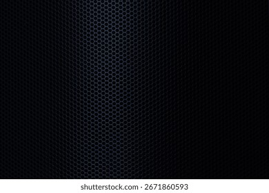 Black macro technology background,Speaker grille texture,Dark metallic carbon texture. Metal steel grid background.