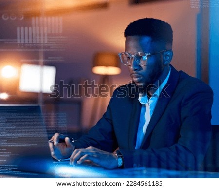 Similar – Image, Stock Photo Business black man in suit leaving the office holding his work briefcase and using smartphone