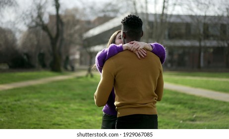 Black Man Dancing With Girlfriend Outside, Interracial Affectionate Couple Dance At Park