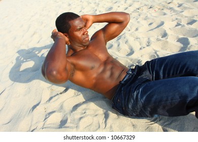 Black Man Doing Sit Ups