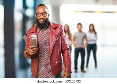 Black Man Drinking A Beer