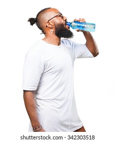Black Man Drinking Water