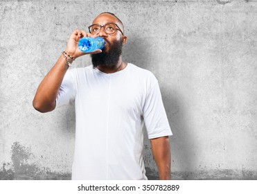 Black Man Drinking Water