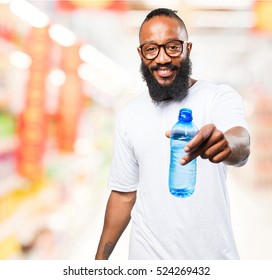 Black Man Drinking Water