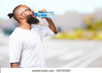 Black Man Drinking Water