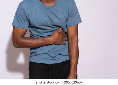 Black Man Feeling Discomfort In His Stomach