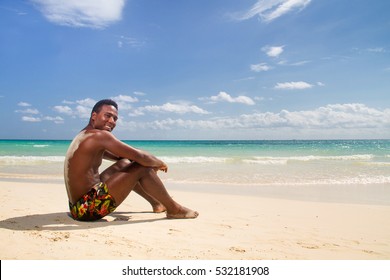 Black Man Happy At The Beach