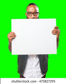 Black Man Holding A Banner