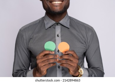 Black Man Holding Blank Small Cardboard Circles For Emoji Face