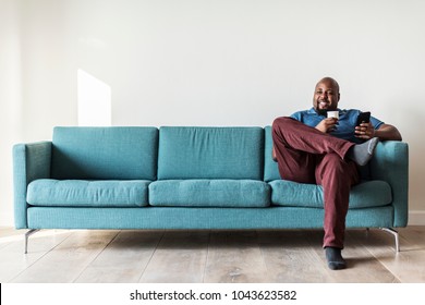 Black Man Using Mobile Phone