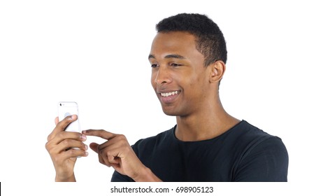 Black Man Using Smartphone