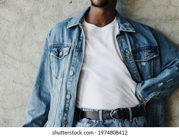 Black Man Wearing A Silk Screen White T-shirt