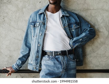 Black Man Wearing A Silk Screen White T-shirt