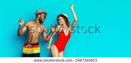Similar – Image, Stock Photo Black man in swimsuit sitting on sandy beach