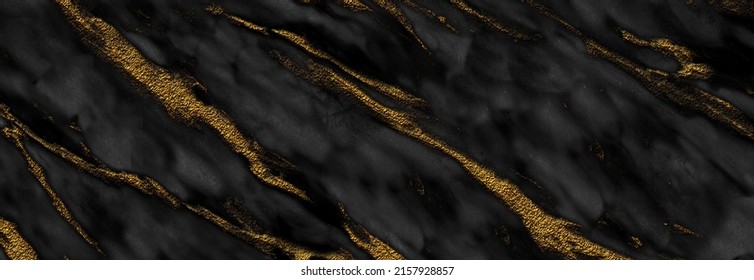 Black Marble With Golden Veins, Black Marbel Natural Pattern For Background, Abstract Black White And Gold, Black And Yellow Marble, High Gloss Marble Stone Texture Of Digital Tiles Design.