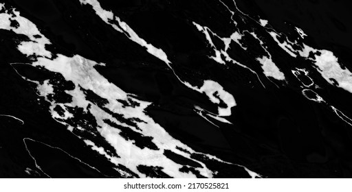 Black Marble Texture Background, Natural High Gloss White Stone Slab Marble For Ceramic Granite And Floor Surface.