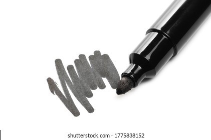 Black Marker, Felt Pen With Scribble Isolated On White Background