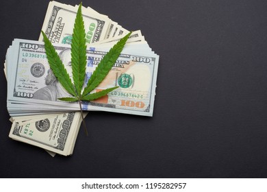 Black Market Of Drugs Trade, Dollars And Cannabis