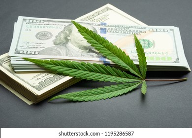 Black Market Of Drugs Trade, Dollars And Cannabis