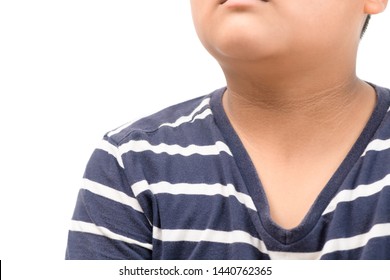 Black marks of the skin around the neck  of overweight children isolated on white background, One of the warning signs of diabetes. - Shutterstock ID 1440762365