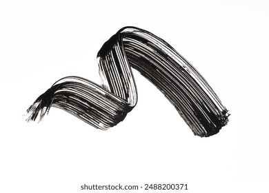 Black mascara brush strokes isolated on white                               