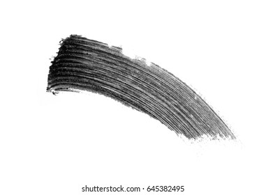 Black mascara brush strokes isolated on white