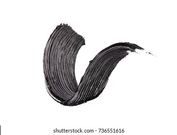Black mascara brush strokes isolated on white