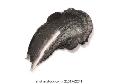 Black Mascara Or Eyeliner Swatch Isolated On White. Beauty Smear.