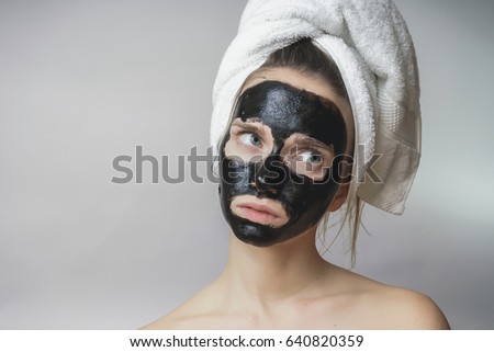 Black mask on woman face 