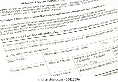 A Black Medicaid Applilcation Waiting To Be Filled Out.