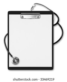 Black Medical Clipboard With A Stethoscope