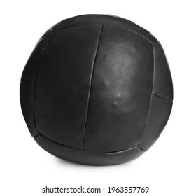 Black Medicine Ball Isolated On White. Sport Equipment