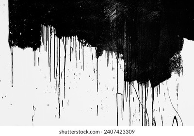 Black melting drips paint. melt drips paint abstract liquid. border and drips ink. painted wall surface, flowing paint of color, texture. mockup. isolated on white background. illustration. mock up. 