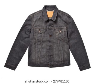 Black Men Jeans Jacket Isolated