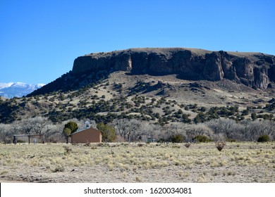 Black Mesa And Small Church In NM