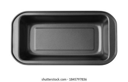 Black Metal Baking Dish, Cake Form Isolated On White Background, Top View