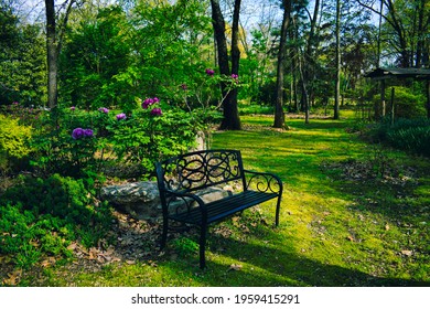 Black Metal Bench In The Gardens 