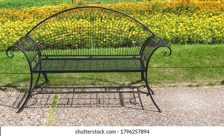 Black Metal Bench At The Park